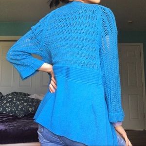 Anne Klein Blue Knit Cardigan Sweater